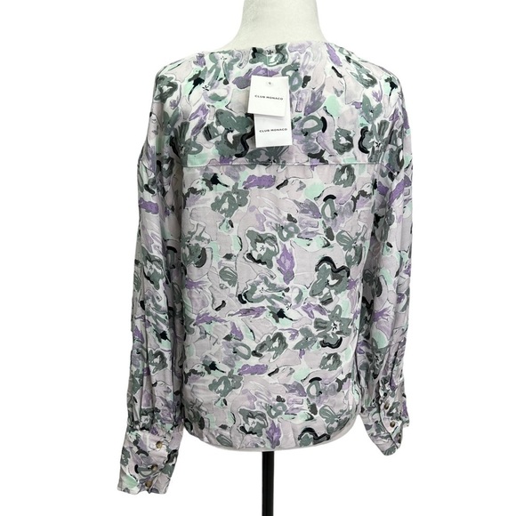NWT Club Monaco Mauve Floral V-Neck Blouse Size XS - Picture 8 of 14
